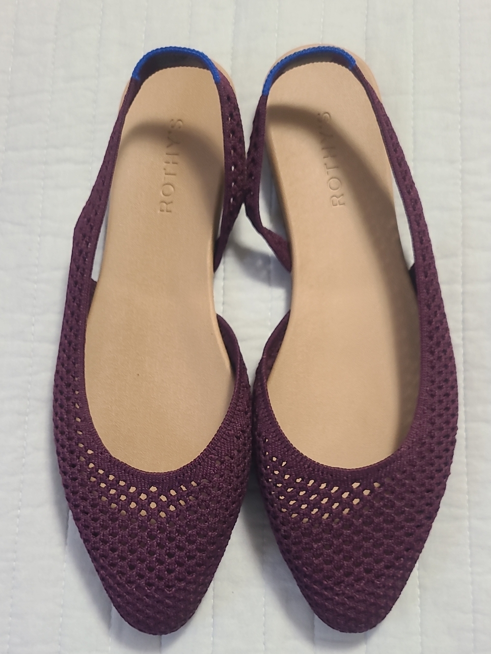 NWOT Rothy's The Almond Slingback Minimalist Airy Stretchy Plum Mesh Sz 10.5 - Picture 1 of 7